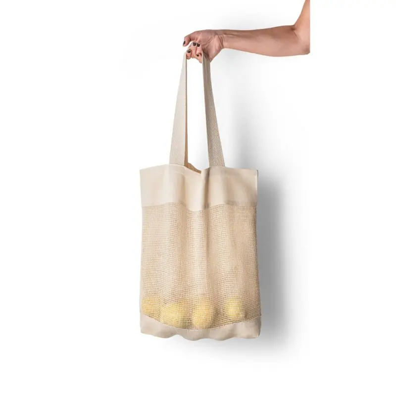 MUMBAI Naturhelle Tragetasche mit Mesh aus 100% Baumwolle (180 g/m²), Stilvoll & Praktisch