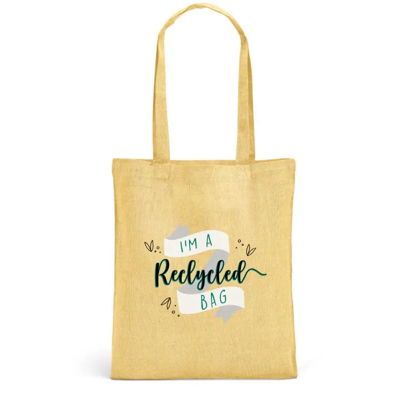 RYNEK Gelbe Tragetasche mit Recycelter Baumwolle (140 g/m²), Stylisch & Umweltfreundlich