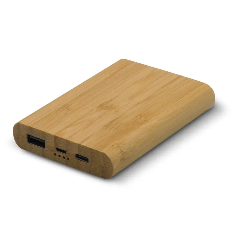 Bambus Powerbank 5.000mAh - Holz, nachhaltiger tragbarer Akku, umweltfreundliche Ladestation