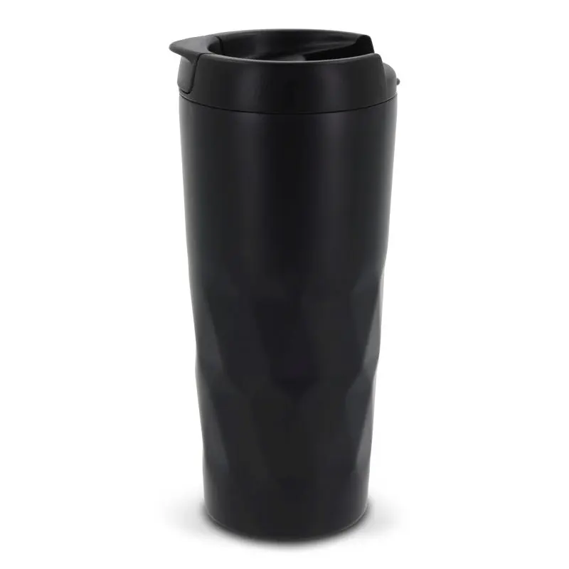 Diamant-Muster Isolierbecher 450 ml – Eleganter schwarzer Becher für unterwegs