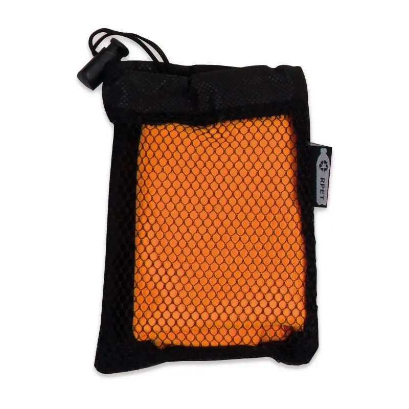 Kühlendes Handtuch aus RPET-Material, 30x80cm - schwarz/orange, ideal für Sport und Outdoor