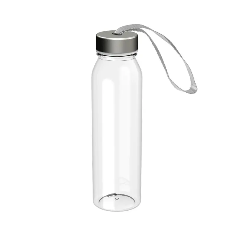 Trinkflasche Active Pure, 650 ml - Transparente Flasche mit silbernem Deckel für Sport und Freizeit