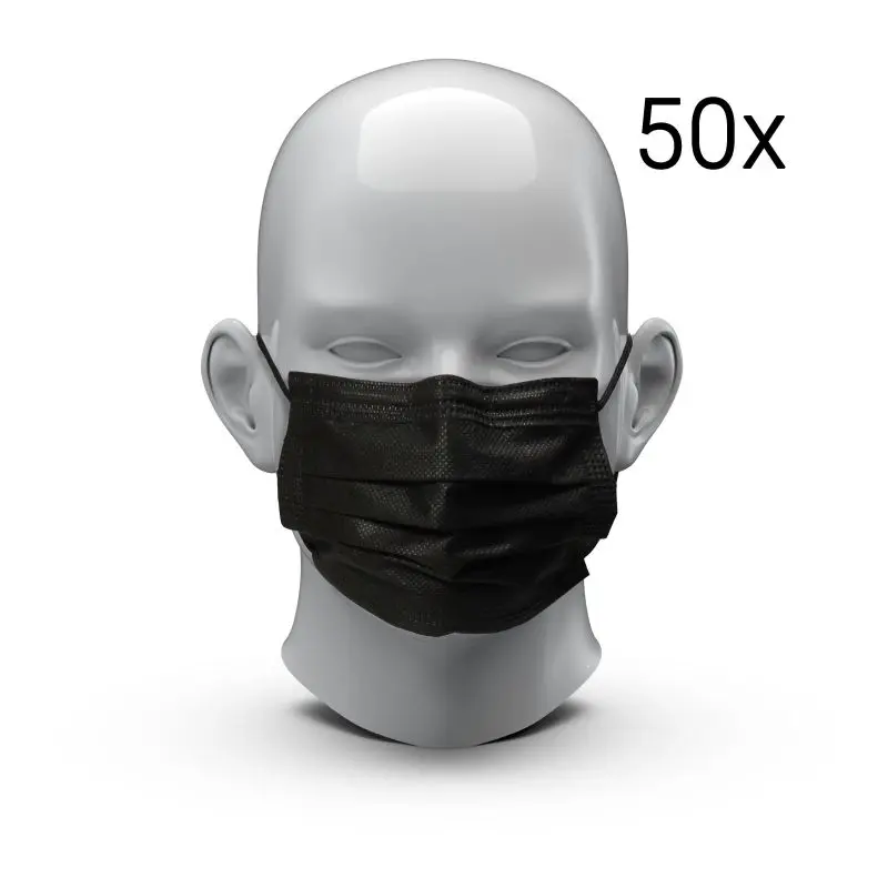 Hygienische Einweg-Gesichtsmasken, Medizinischer Schutz, 50 Stück, Schwarz