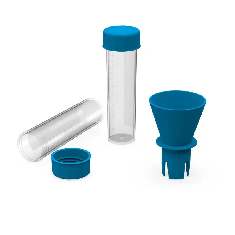 Transparente Gurgeltest-Röhrchen, 15 ml, Hellblau, 50er Pack