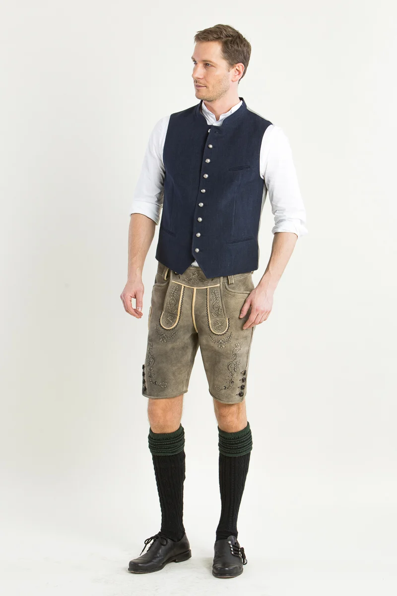 Grasegger Leinenweste Aurach blau
