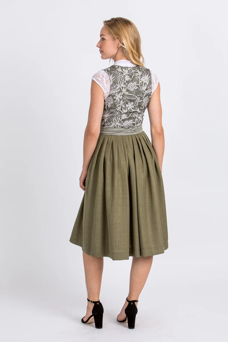 Berwin & Wolff Waschdirndl Olivgrün Geblümt