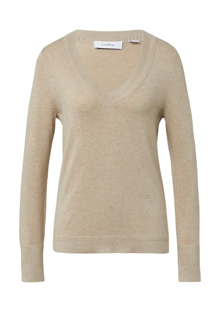 Comma V-Kragen Pullover braun