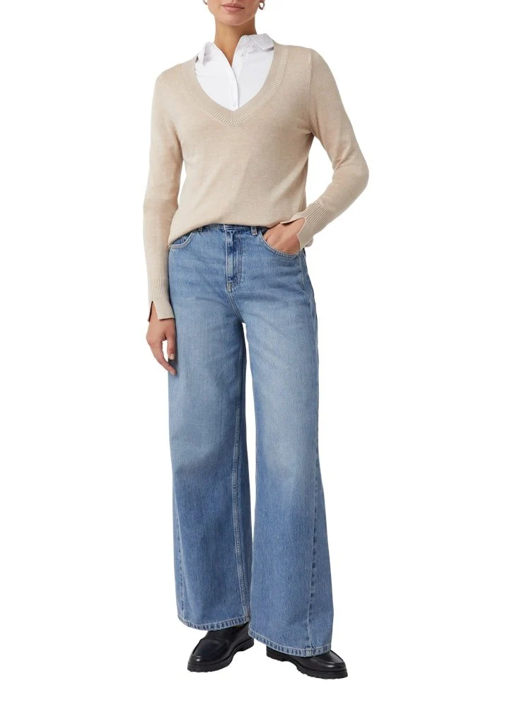 Comma V-Kragen Pullover braun