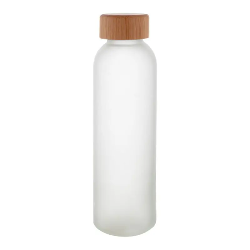 Cloody Glas-Wasserflasche 500ml - Mattweiß mit Naturakzenten