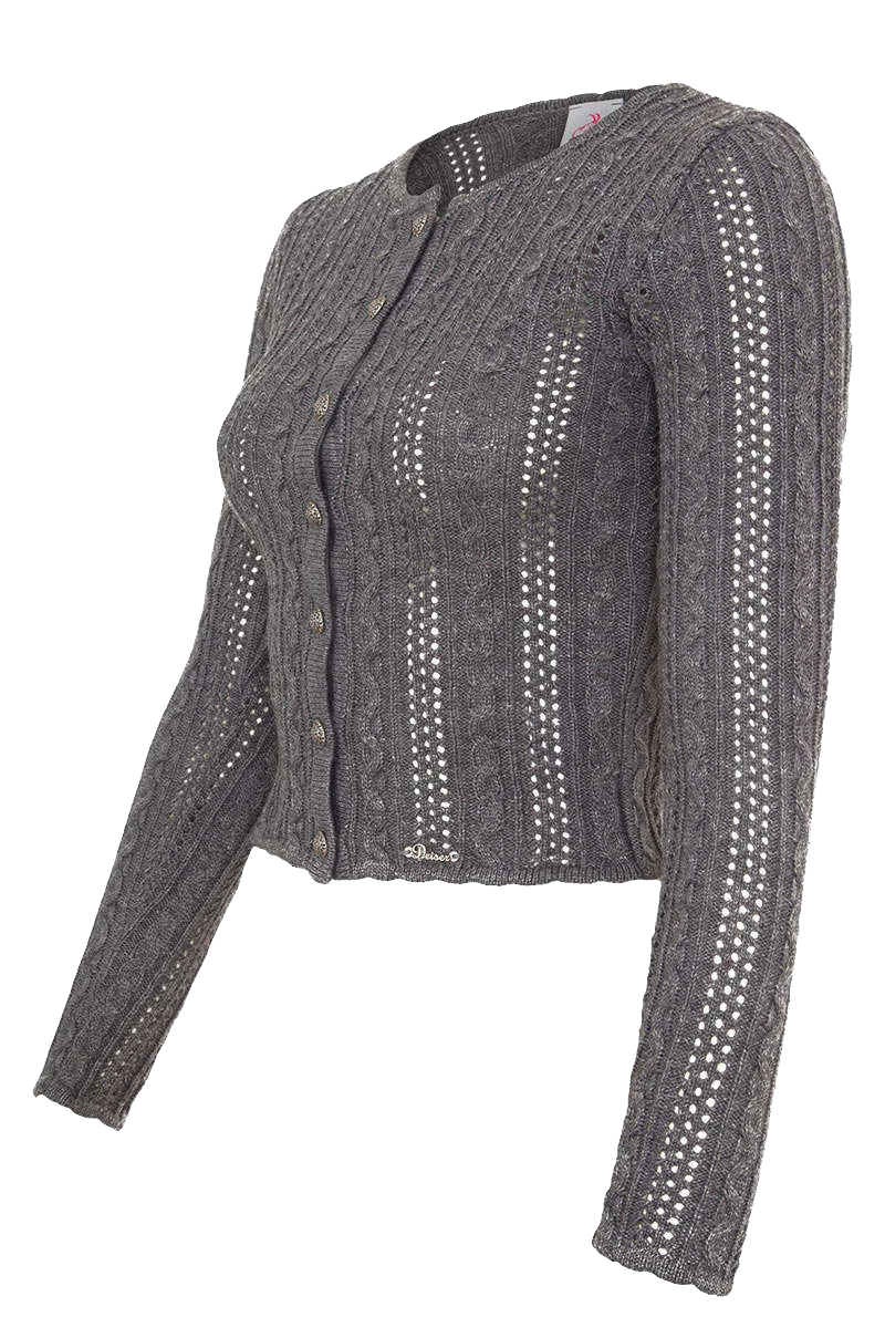 Dirndlstrickjacke mit Zopf- und Lochmuster