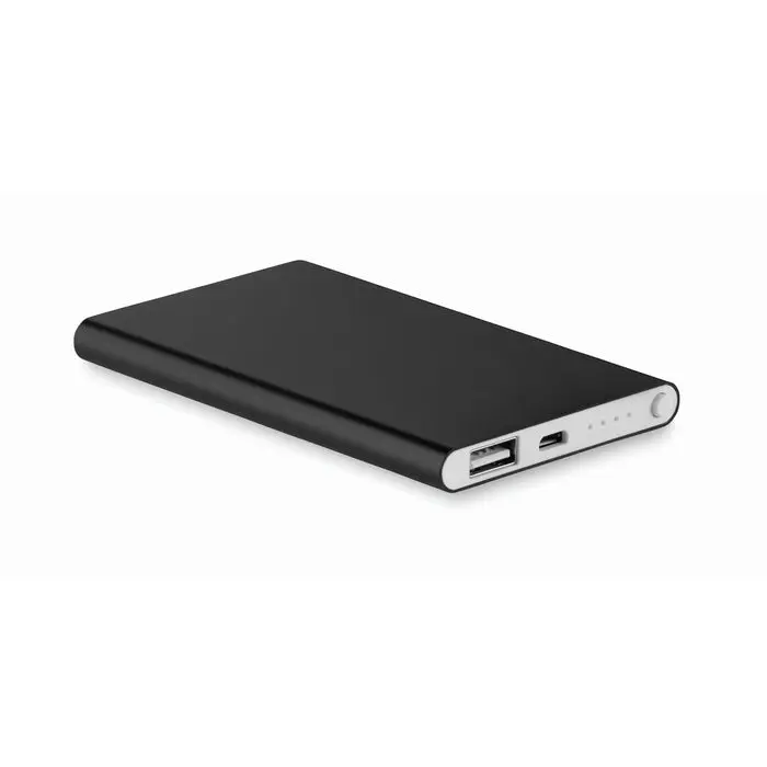 Leistungsstarke Powerbank 4000 mAh POWERFLAT - Schwarz - Kompakt, Zuverlässig und Stilvoll