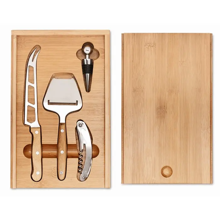 Wein und Käse Set WINE&CHEESE - Holz Servierbrett, Elegantes Genuss-Set