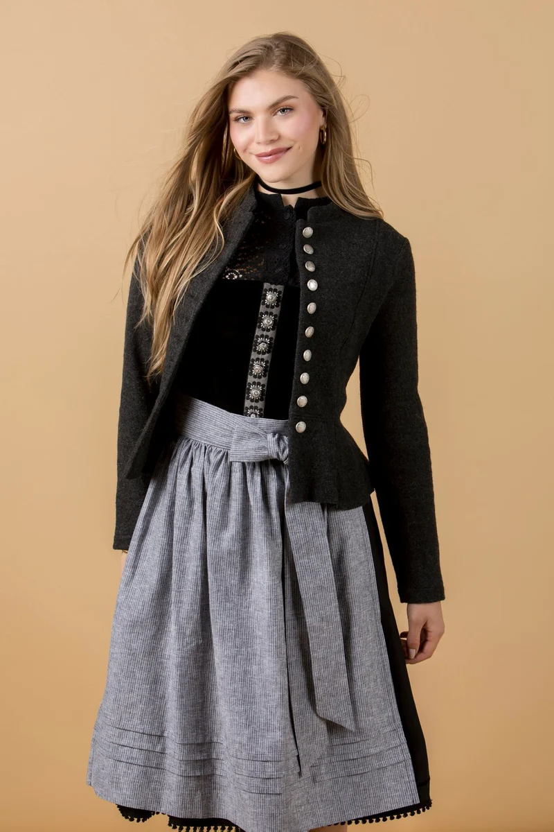 DIRNDLBLUSE FLOWER LACE 3/4 ARM SCHWARZ