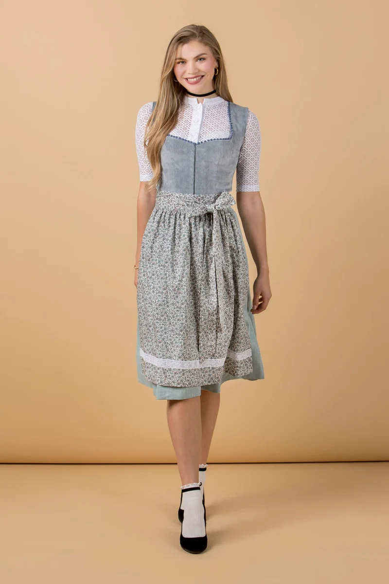 CORD DIRNDL FLORAL PAISLEY RAUCHBLAU/OZEAN