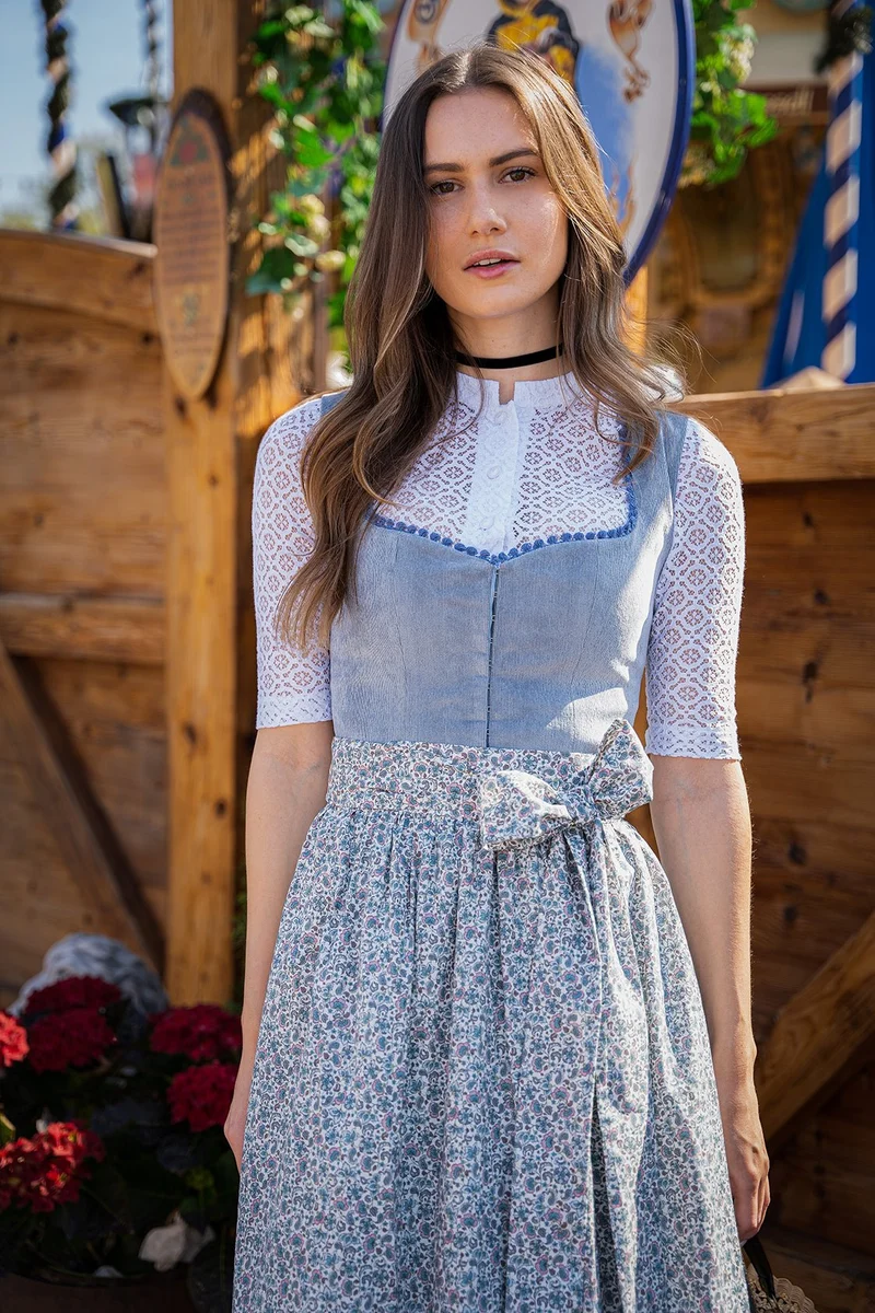 CORD DIRNDL FLORAL PAISLEY RAUCHBLAU/OZEAN