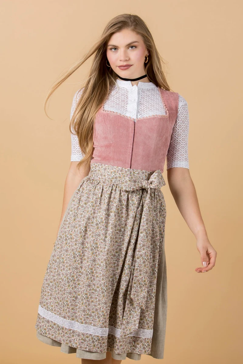CORD DIRNDL FLORAL PAISLEY ALTROSA/ JADE