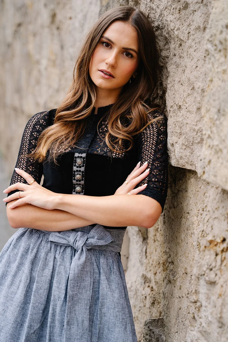 SAMT- JACQUARD DIRNDL SCHWARZ/ BETON