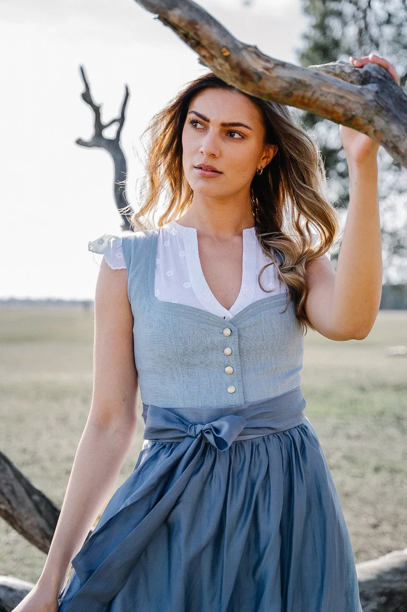 LEINEN HOCHZEITSDIRNDL MONOCHROME LOVE BLEU