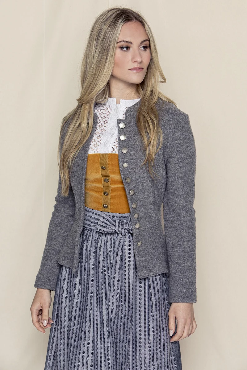 STEHKRAGEN BLAZER VINTAGE WALKLODEN ANTHRAZIT