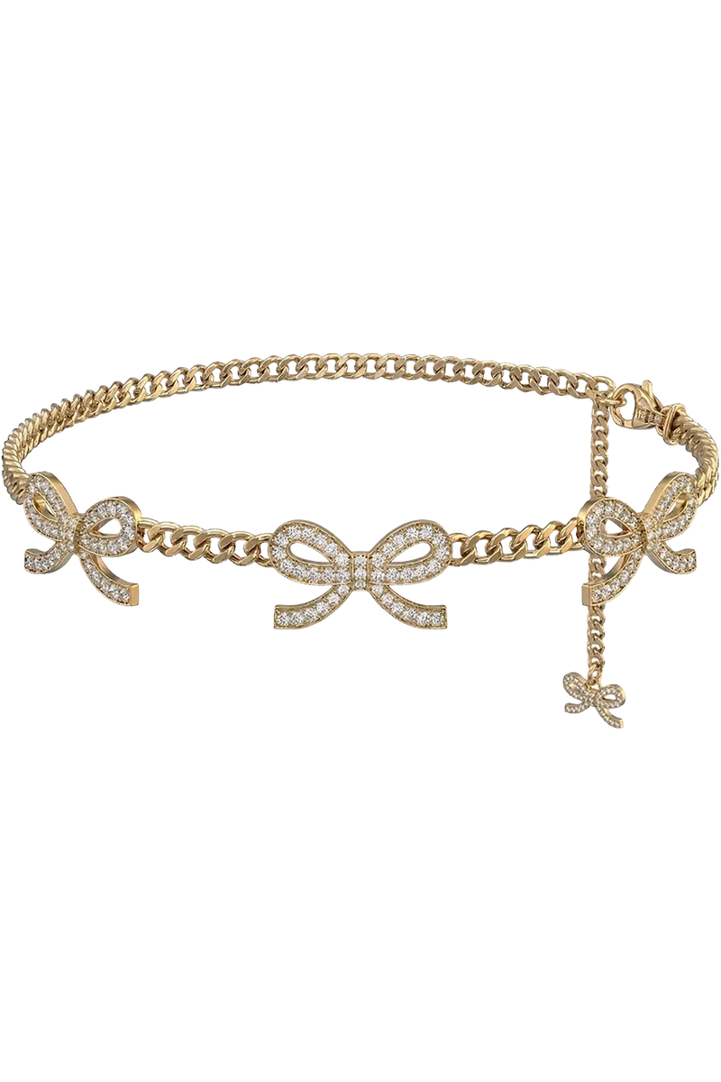 Damen Kettengürtel mit dekorativen Schleifen - gold