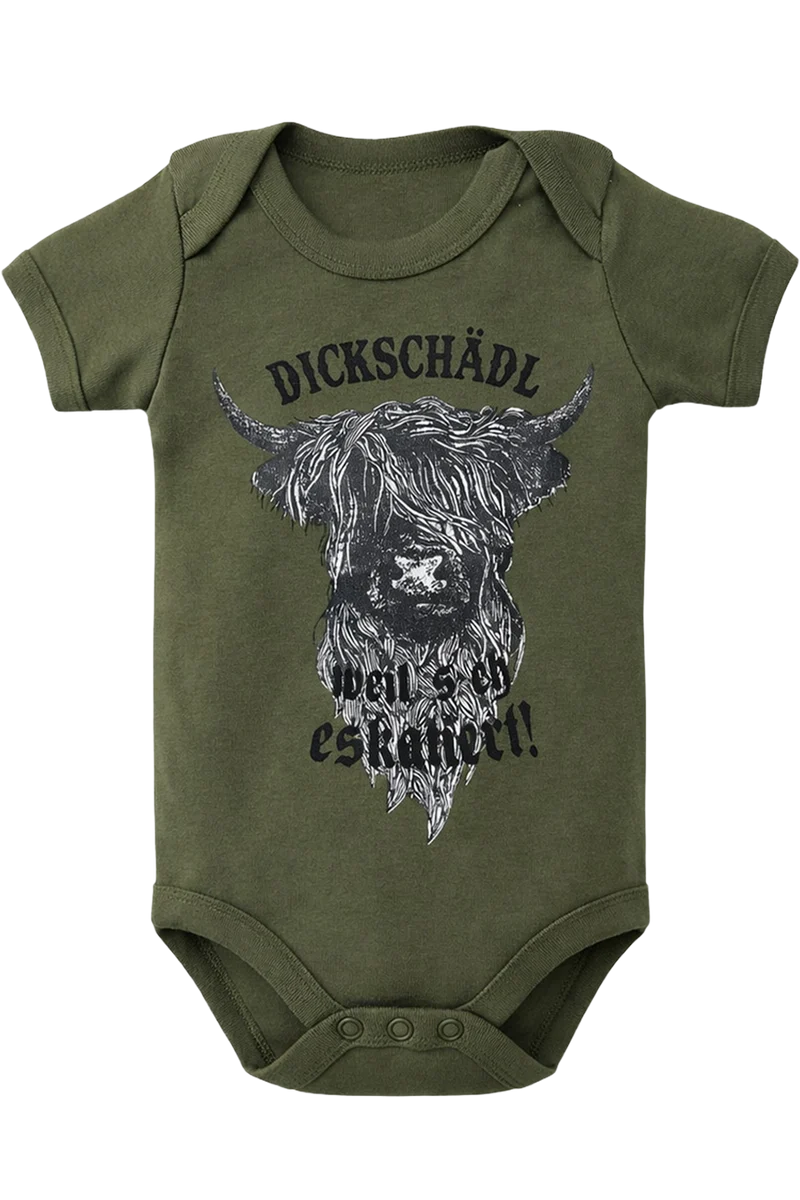 Baby Body mit Druck aus reiner Bio-Baumwolle - oliv