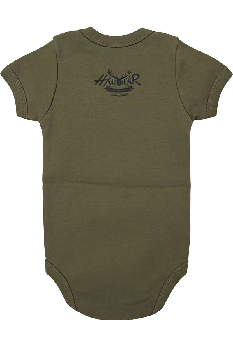 Baby Body mit Druck aus reiner Bio-Baumwolle - oliv