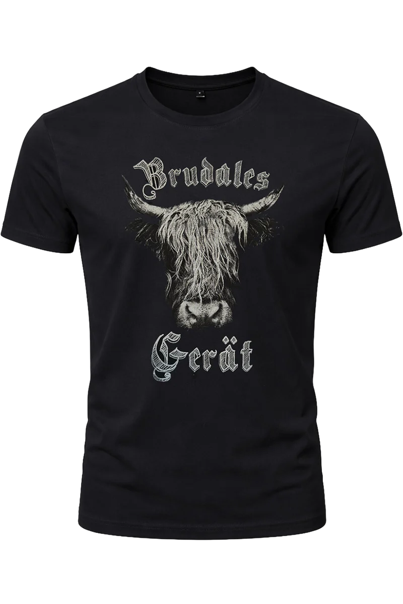 Herren Trachtenshirt 'Brudales Gerät' - schwarz