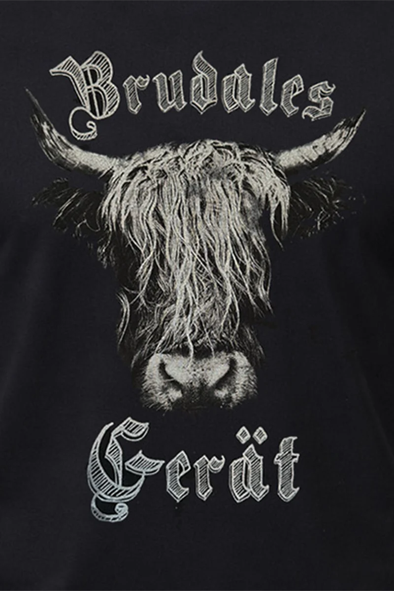 Herren Trachtenshirt 'Brudales Gerät' - schwarz