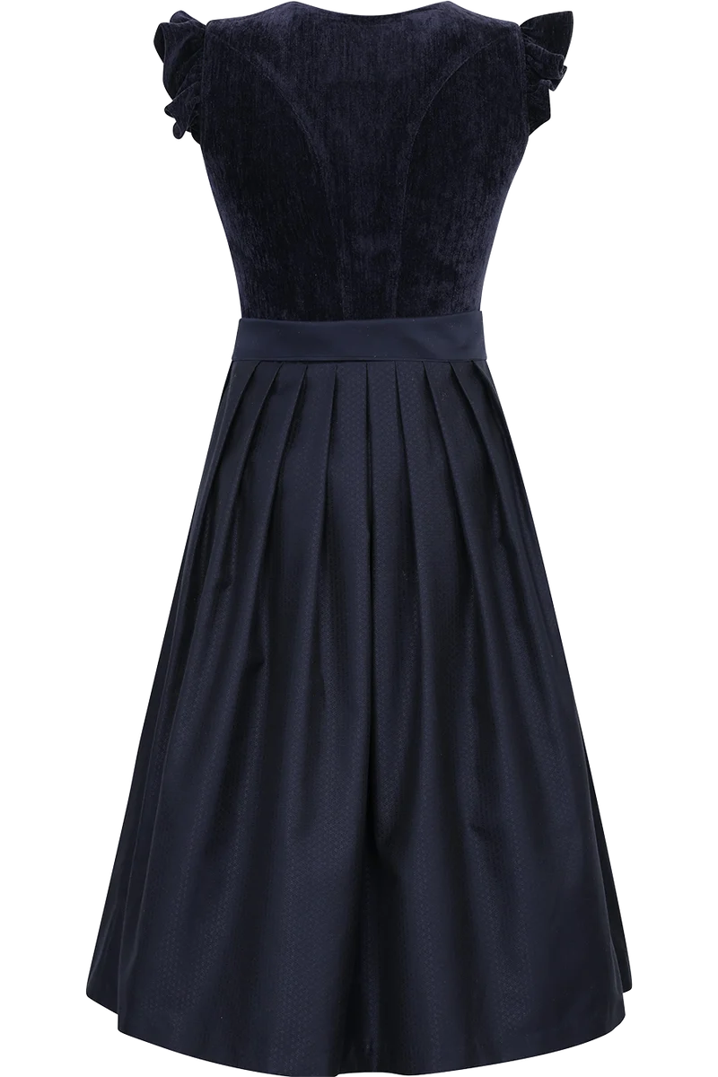 Samtdirndl 70cm mit abnehmbaren Flügelärmeln - midnight