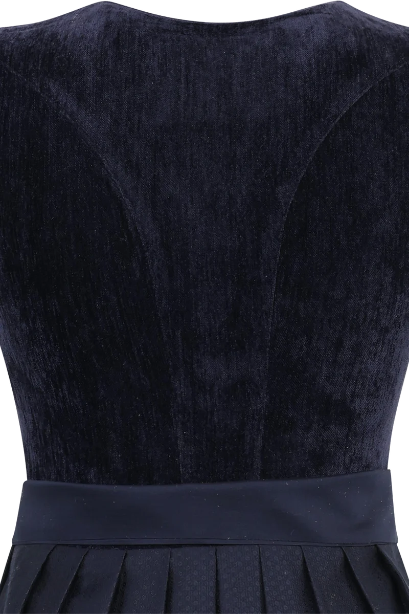 Samtdirndl 70cm mit abnehmbaren Flügelärmeln - midnight