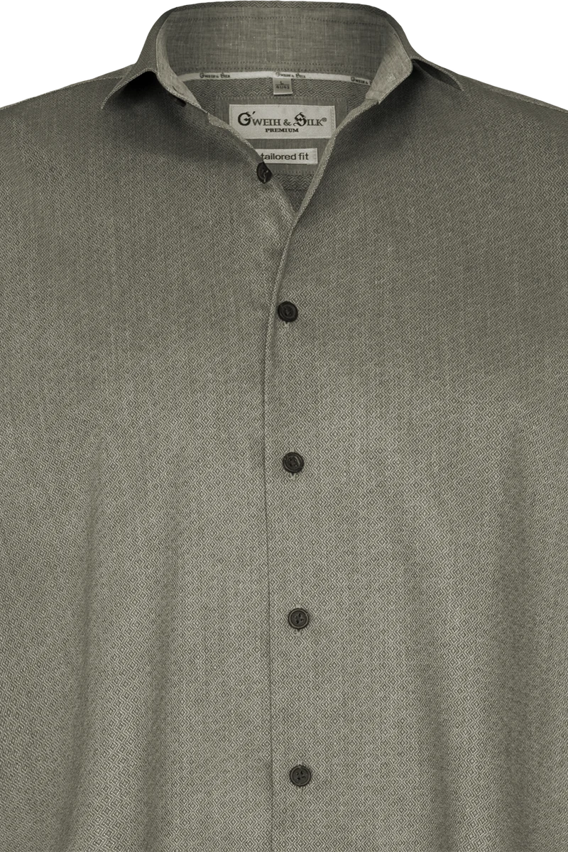 Herren Trachtenhemd mit feinem Rautenmuster - oliv