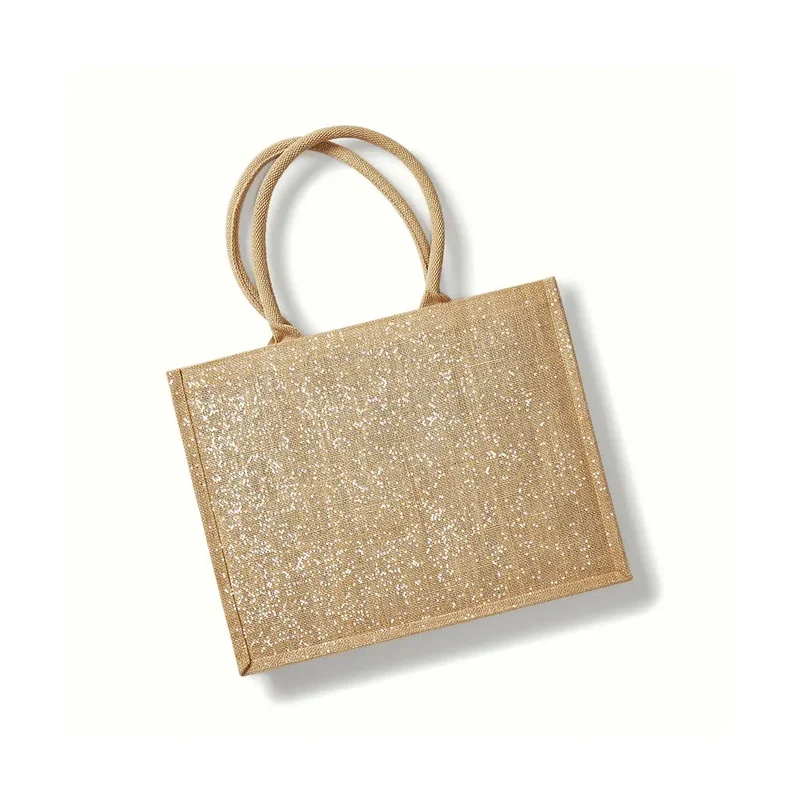 Glamouröser Jute Shopper mit Schimmer-Effekt