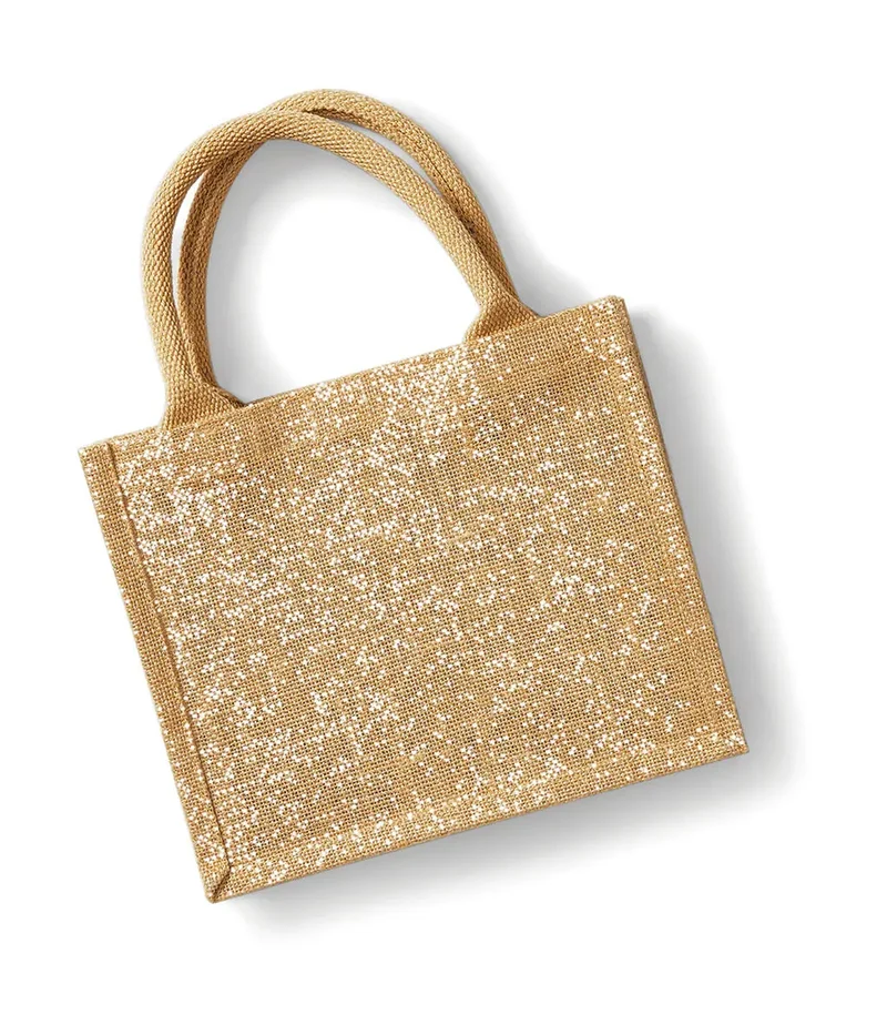 Glänzender Jute Mini Geschenktasche