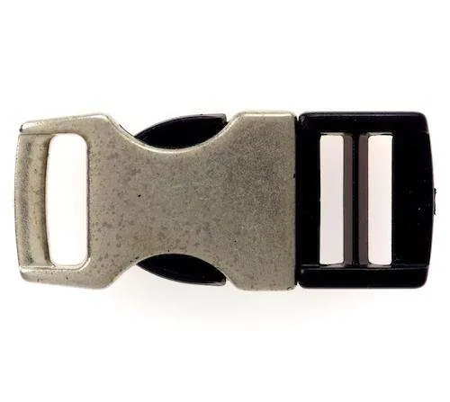 Steckschließer Patentschnalle Schwarz Silber 15 mm – Kunststoffschließer PS-34