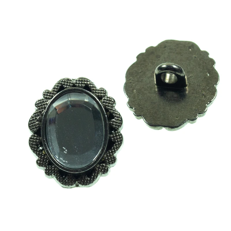 Trachtenknopf Strass Altsilber – Strass-Ösenknopf TK-118