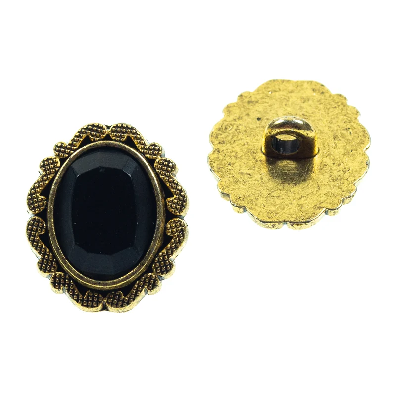 Trachtenknopf Strass Altgold – Ösenknopf TK-118