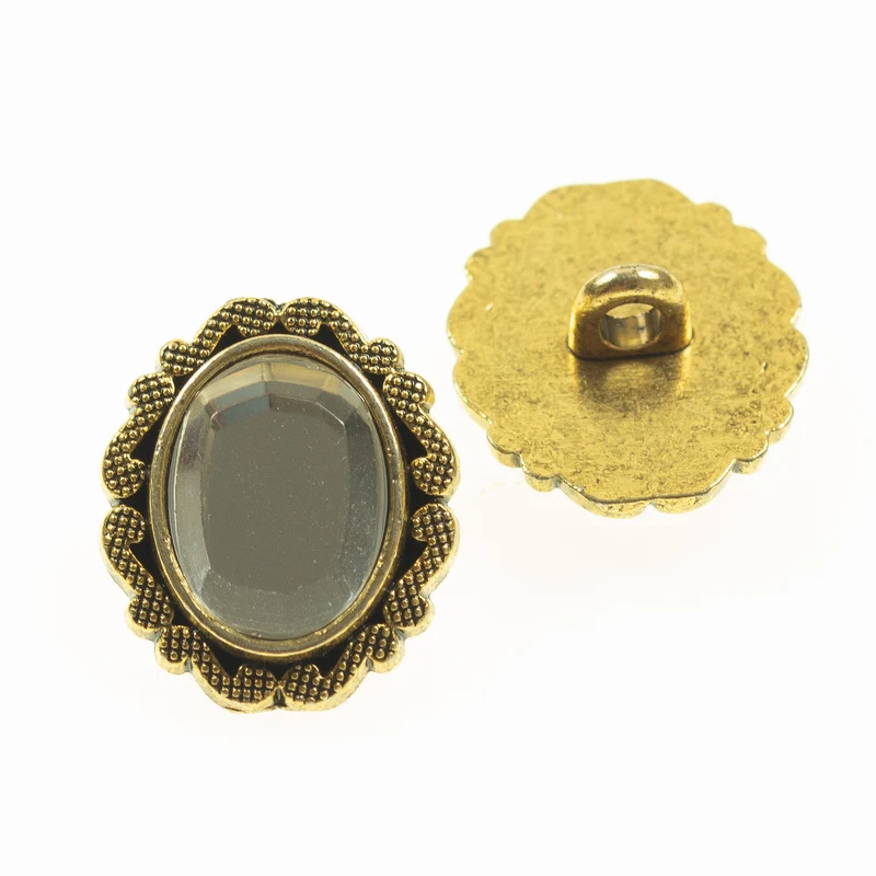 Trachtenknopf Strass Altgold – Ösenknopf TK-118