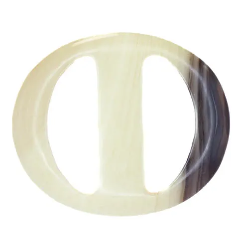 Ovale Gürtelschnalle Creme-Braun 38 mm – Hornimitatschnalle S-HI
