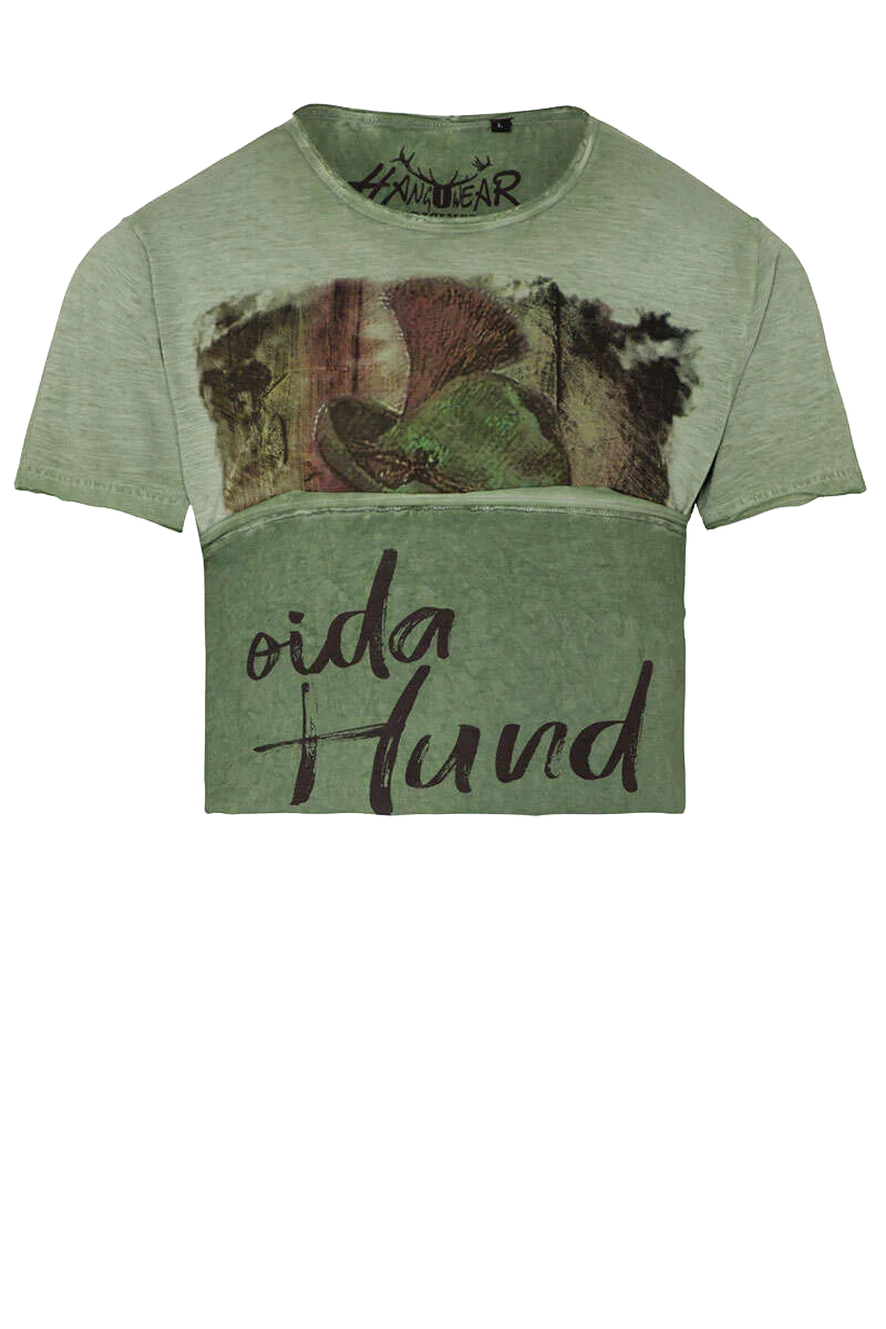Herren Trachten-T-Shirt 'a Hund bin i scho'