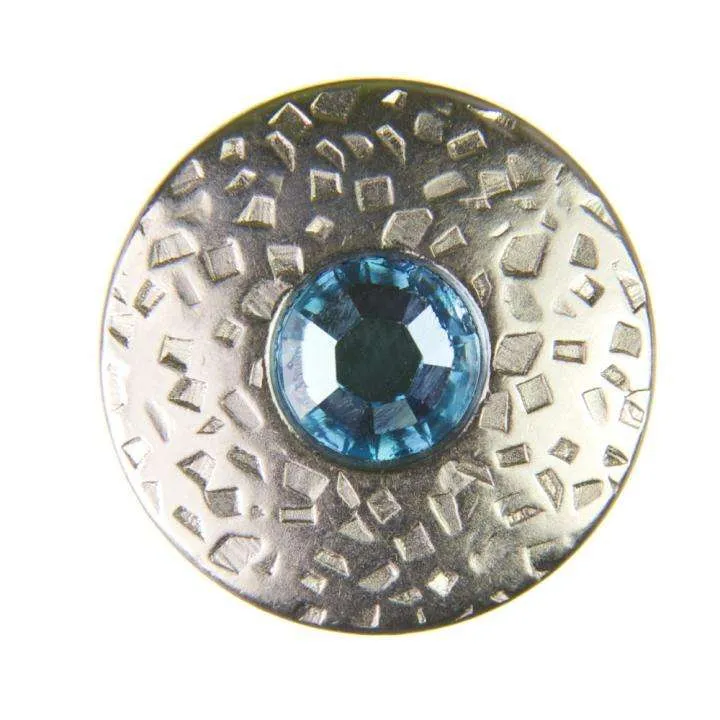 Trachten Metallknopf Silber mit Swarovski® Kristallen veredelt - ST-17-S Aquamarin
