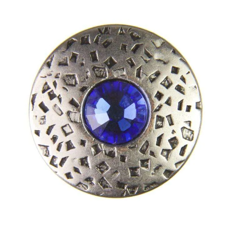 Trachten Metallknopf Altsilber mit Swarovski® Kristallen veredelt - ST-17-AS Saphire