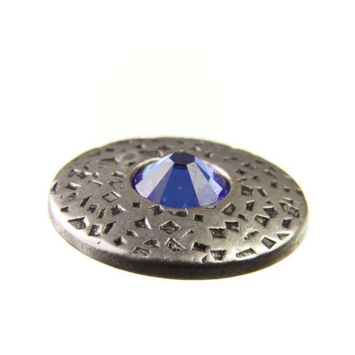 Trachten Metallknopf Altsilber mit Swarovski® Kristallen veredelt - ST-17-AS Saphire
