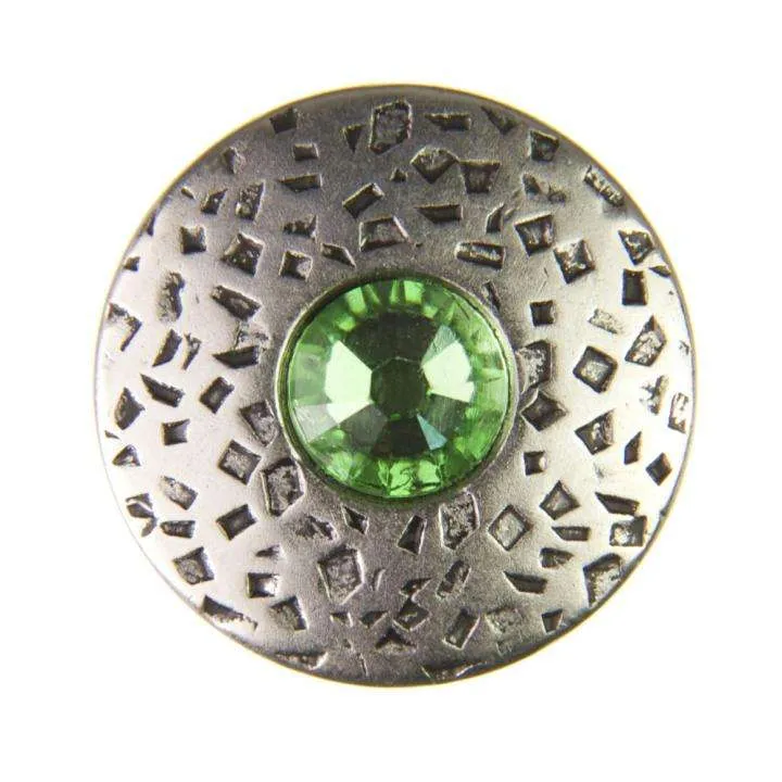 Trachten Metallknopf Altsilber mit Swarovski® Kristallen veredelt - ST-17-AS Peridot