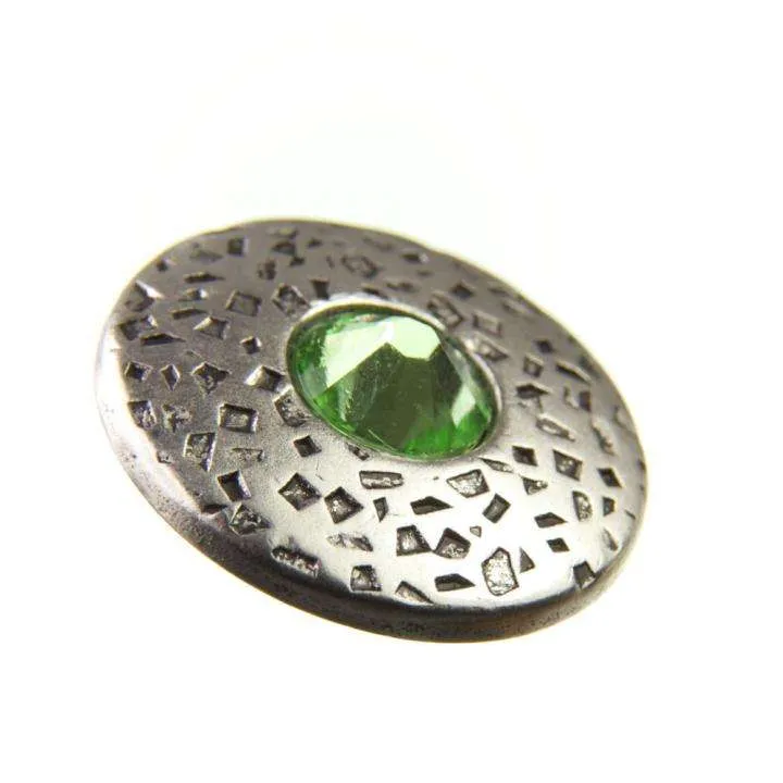Trachten Metallknopf Altsilber mit Swarovski® Kristallen veredelt - ST-17-AS Peridot