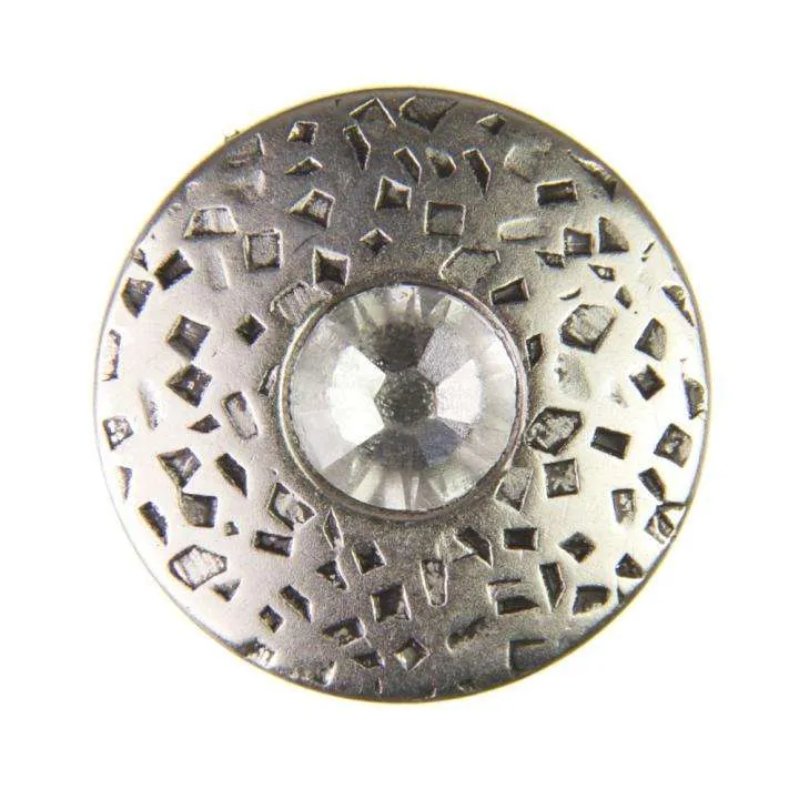 Trachten Metallknopf Altsilber mit Swarovski® Kristallen veredelt - ST-17-AS Crystal