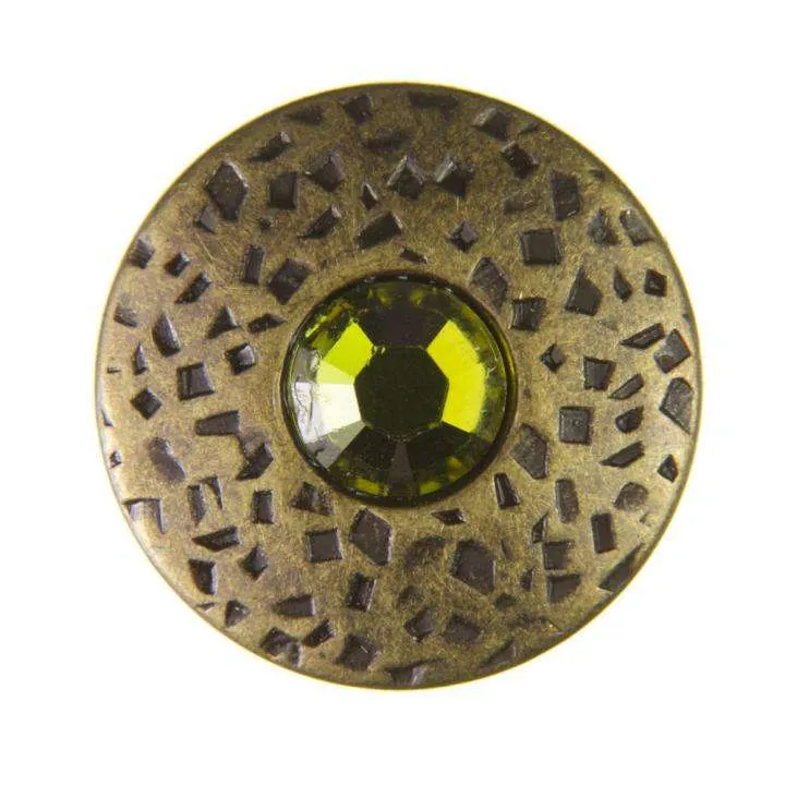 Trachten Metallknopf Messing mit Swarovski® Kristallen veredelt - ST-17-AG- Peridot