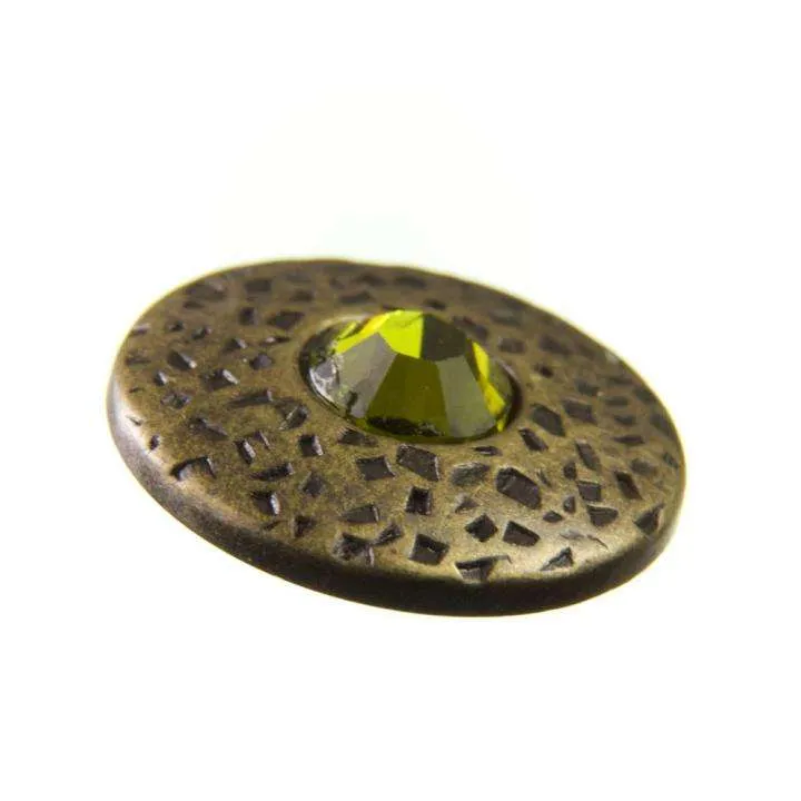Trachten Metallknopf Messing mit Swarovski® Kristallen veredelt - ST-17-AG- Olivine