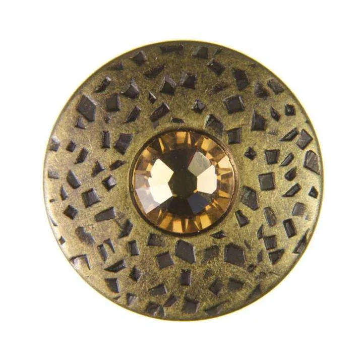 Trachten Metallknopf Messing mit Swarovski® Kristallen veredelt - ST-17-AG- Light Topaz