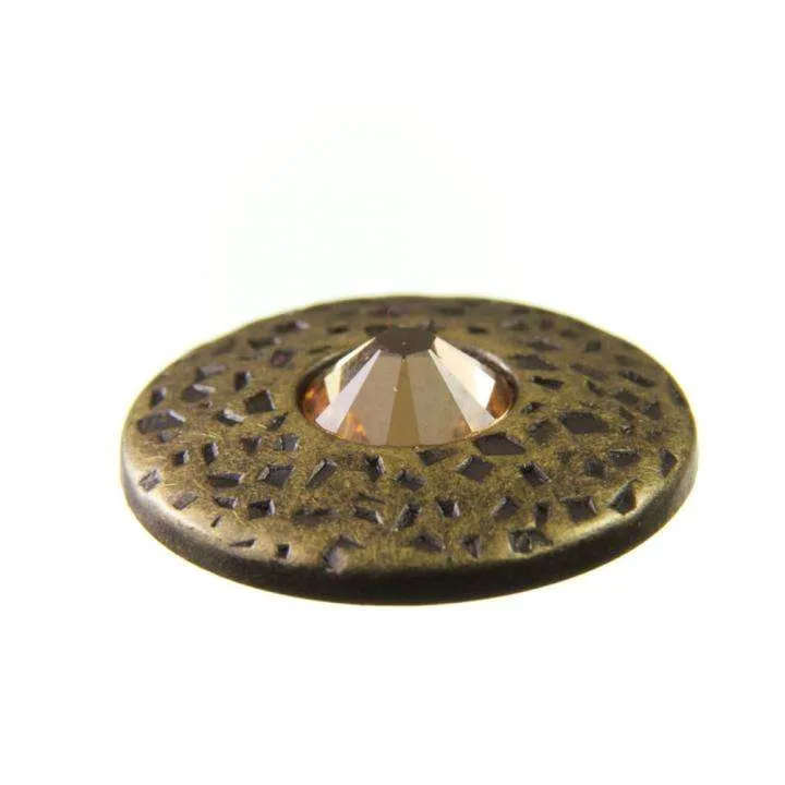 Trachten Metallknopf Messing mit Swarovski® Kristallen veredelt - ST-17-AG- Light Topaz