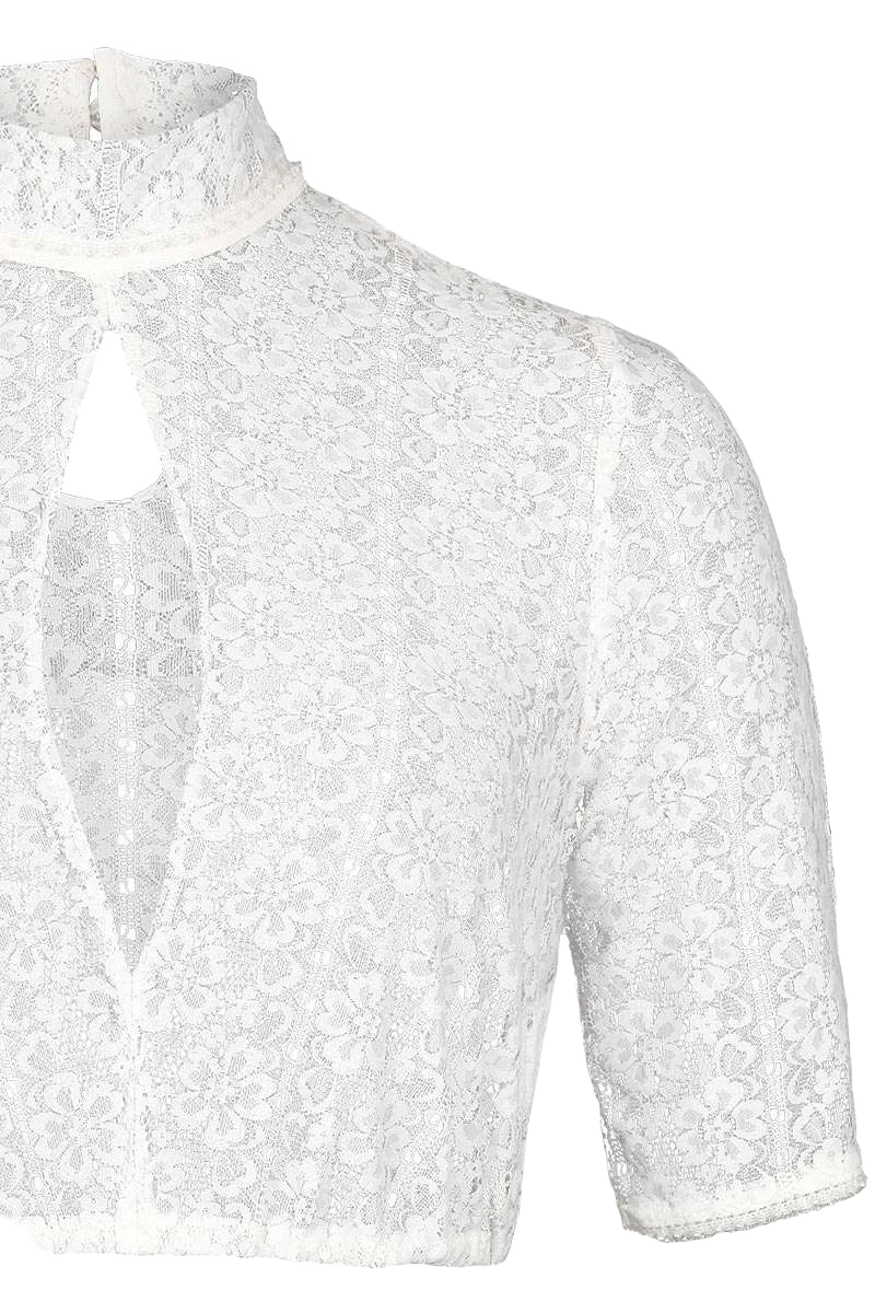 Spitzen-Dirndlbluse hochgeschlossen